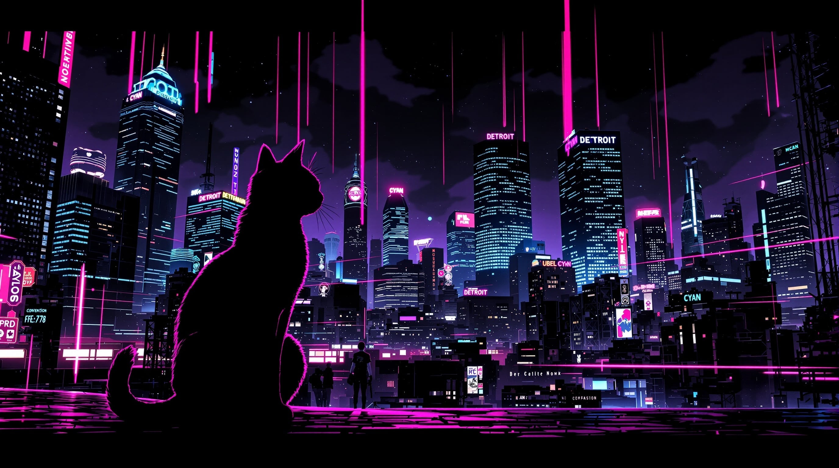 Neko Circuit cyberpunk cityscape